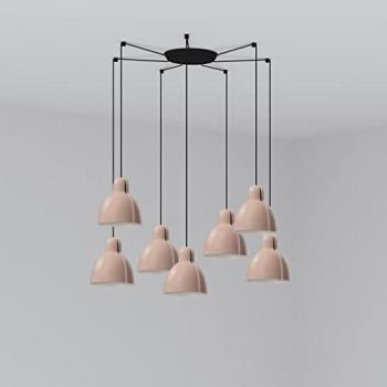 Lampada a sospensione Faro Barcelona 7 gocce rosa chiaro