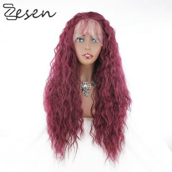 ZESEN Frauenperücke Dunkelwein mit freiem Teil