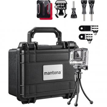 Schnellstart GoPro Mantona Koffer S Set – Tasche, Tischstativ & Adapter