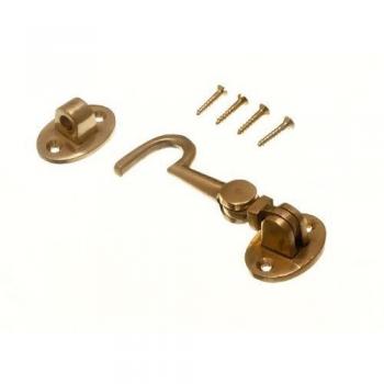 Polished Brass Cabin Hook and Eye 3 Inch 75MM