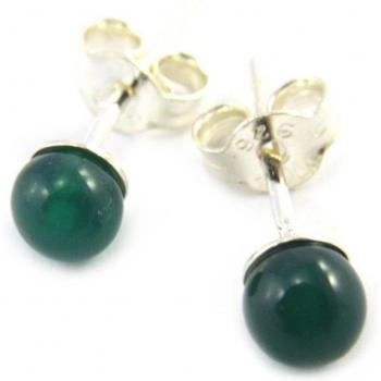 Green Agate “Mineralia” Studs – Les Trésors de Lily M7015, 4 mm