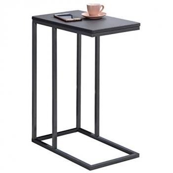 Table d'appoint rectangulaire DEBORA, en métal gris, MDF gris mat, style rétro industriel