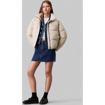 CK Women's Monogram Chenille Puffer Jacket Beige XS
