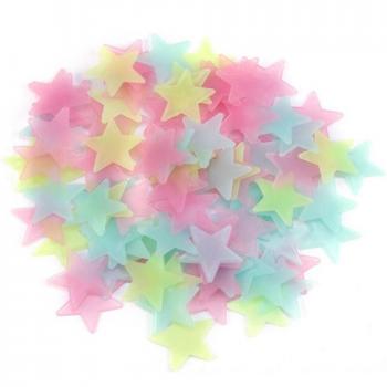 50PCS 3D Glow Stars Wall Decals for Living Room