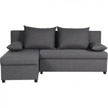 Canapé clic-clac réversible – Tissu gris – L 192 x P 143 x H 79 cm – JOSS