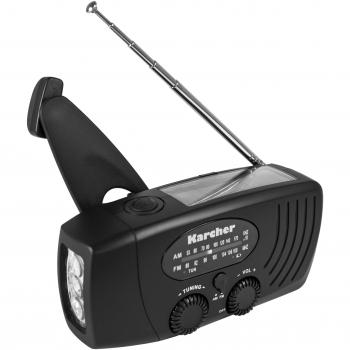 Karcher KR 110 – Schwarzes Survival‑Radio: Kurbel, Solarlade, Taschenlampe