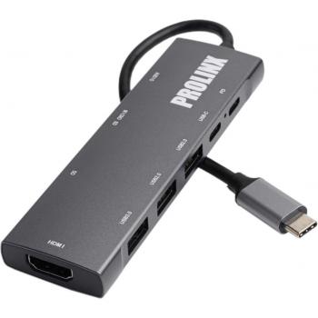 Porta‑USB Prolinx 9‑puertos Tipo C Gris Metálico