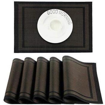 Sets de Table PVC Antidérapant Lavable Résiste à la chaleur Rectangulaire Vinyle Lot de 6