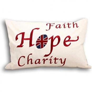 Paoletti Faith Hope Charity Embroidery Cushion Cover
