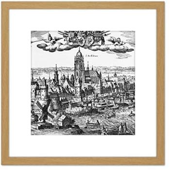 Artery8 Frankfurt Merian 1618 City Map – 8x8 Light Oak Framed Picture