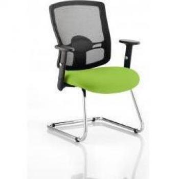 Portland Cantilever Mesh Back Fabric Seat Visitor Chair Lime Green KCUP0466