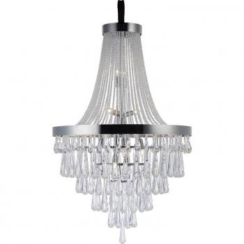 Lampadario a Sospensione 17 Luci Cromo Lucido e Cristallo