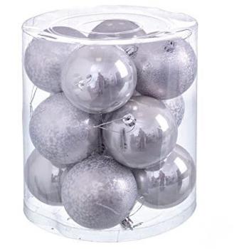 Varm silver julgranskulor 8 cm 12 st