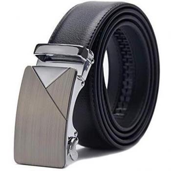 TANGCHAO Men's Wide Leather Belt, Auto Buckle 35 mm