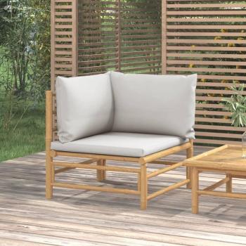 Canapé d’angle Torana – gris pâle bambou, repose-pieds inclus