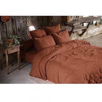 Parure de lit en gaze de coton 220x240 cm + drap housse 140x190 + 2 taies 60x60 Orange