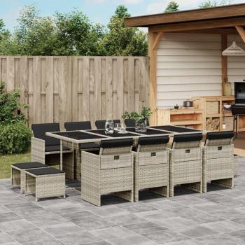 Grey Horizon 13-Component Garden Dining Collection – Rattan + Cushion Set