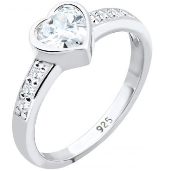 Elli Damenring Zirkonia Herz Silber 925 Gr. 56
