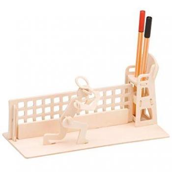 Pebaro 3D‑Puzzleteil‑Set Holzstiftehalter Tennis – Modell 840/2, 18 Teile