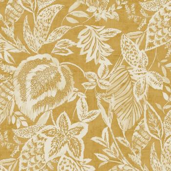 Papel Pintado Tropical Hojas Amarillo y Ocre