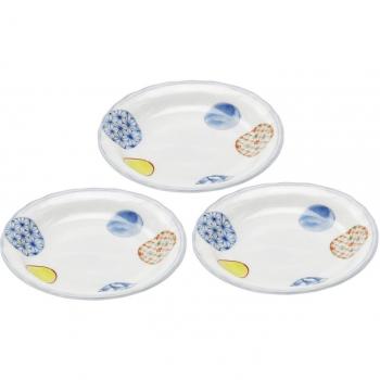 Juego Nishikimaru Mino: Tres Platos Cerámicos 3,5″
