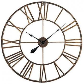 Horloge murale Casa Chic – Mécanisme quartz silencieux, 76 cm, cadre métallique cuivré