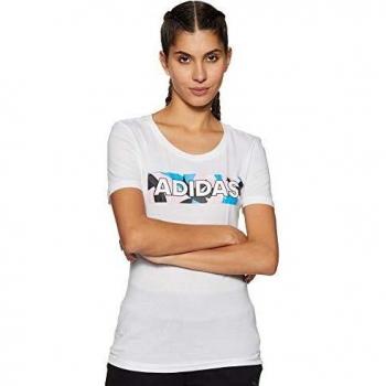 Adidas Damen Kurzer Ärmel Print Pack II Graphic T-Shirt, Weiß