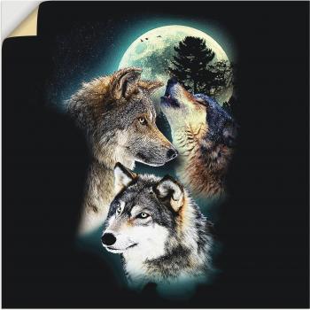 Wandbild ARTLAND »Wolf und Mondnacht«, schwarz, B:40cm H:40cm T:0,1cm, als Leinwandbild, Poster, Wandaufkleber in verschied. Größen