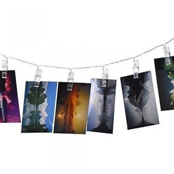 Honeyall 16 Clips Fotográficos con Cadenas de Luces LED, 4,5 metros, Funciona con 3 Pilas AA de 1.5 V, para colgar y mostrar Fotos, notas, obras de arte