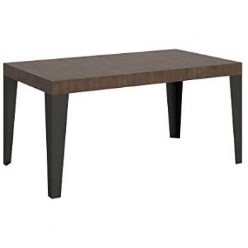 Mesa extensible de diseño nogal flameado 90x160/420 cm con soporte antracita