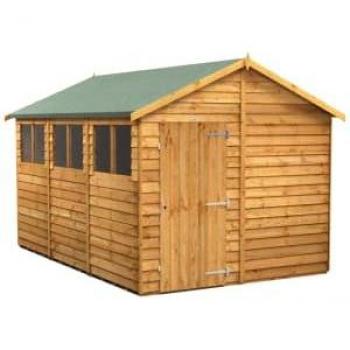 POWER 8.5 ft. W x 12.6 ft. D Solid Wood Overlap Steep Slope Garden Shed Brown, Dimensions: 258cm W x 384.2cm D x 239.1cm H