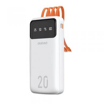 PowerBank 20000 mAh Dudao Bianco: USB‑C, Micro‑USB, Lightning + luce integrata