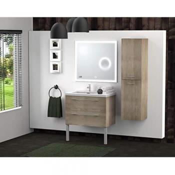 Meuble Vasque Jupiter 3.0 en Bois Clair 80cm avec Miroir Reflet