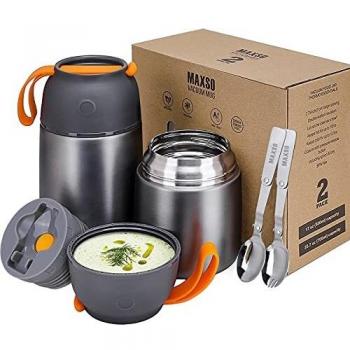 EdelThermo Speisenbecher – 2‑teiliges Warmhalte‑Set mit Löffel