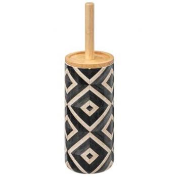 Scopino per WC in canvas nero e beige