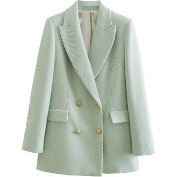 Blazer Retro con Bolsillos y Doble Botonadura para Mujer