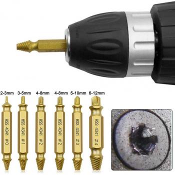 Juego de herramientas para remover tornillos desgastados, 6 piezas