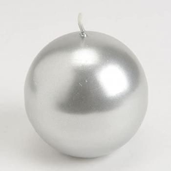 Bougie sphère argent 7 cm (lot de 6)