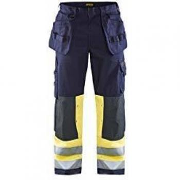 Multinorma 1479 Pantaloni da Lavoro – Blu Marino con Giallo Fluorescente 3XL