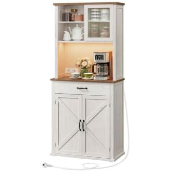Buffet moderne 180 cm, style campagne, éclairage LED, tiroirs