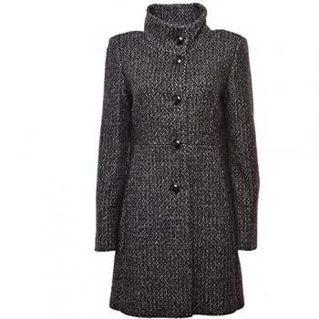 Schwarz‑Weißer Wollmantel für Damen von Fuchs & Schmitt, Stehkragen, Größe 42