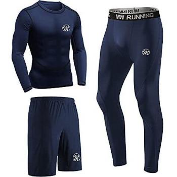 MeetEU Men's Functional Compression Shorts Set and Ventilated Fitness Top, Elastic Gym Tights Combo