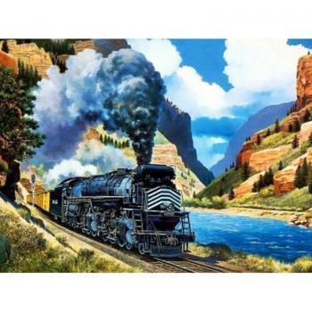 Diamant Encré 5D – Train Mosaïque