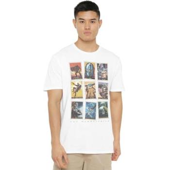 White Distressed Trading Card Grid T‑Shirt – Mandalorian Edition