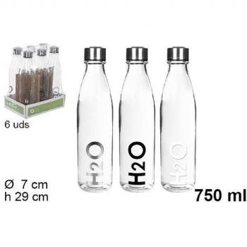 Raccolta di 6 Bottiglie d’acqua 750 ml, Vetro Trasparente – Trade Shop