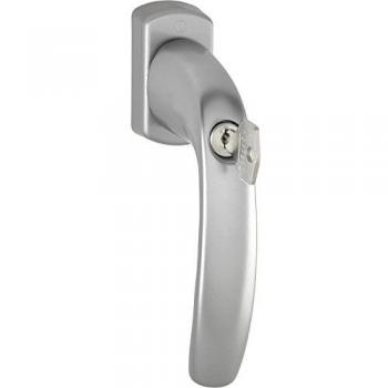 Fenstergriff New York – 90° Sperrzylinder mit VK 7 × 40 mm, Edelstahl‑Finish
