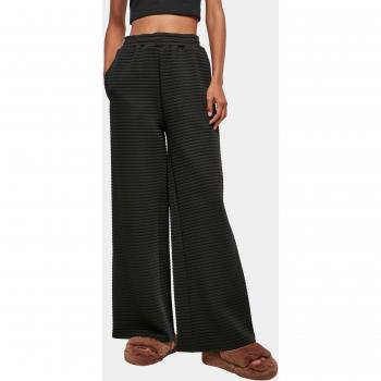 Women’s Black Urban Classic Quilted Wide‑Leg Jogger Pants