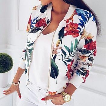 Chaqueta de Bombardero Floral para Mujer en Tallas Grandes