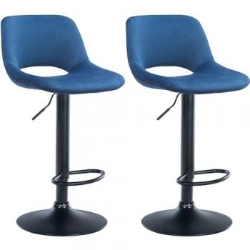 Set di 2 sgabelli Camden blu in velluto e metallo opaco