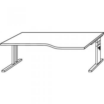 Höhenverstellbarer Nierenförmiger Schreibtisch Buche Aluminium, Holz, Kunststoff, Spanplatte C-Fuß 1800 x 1000 x 850 mm